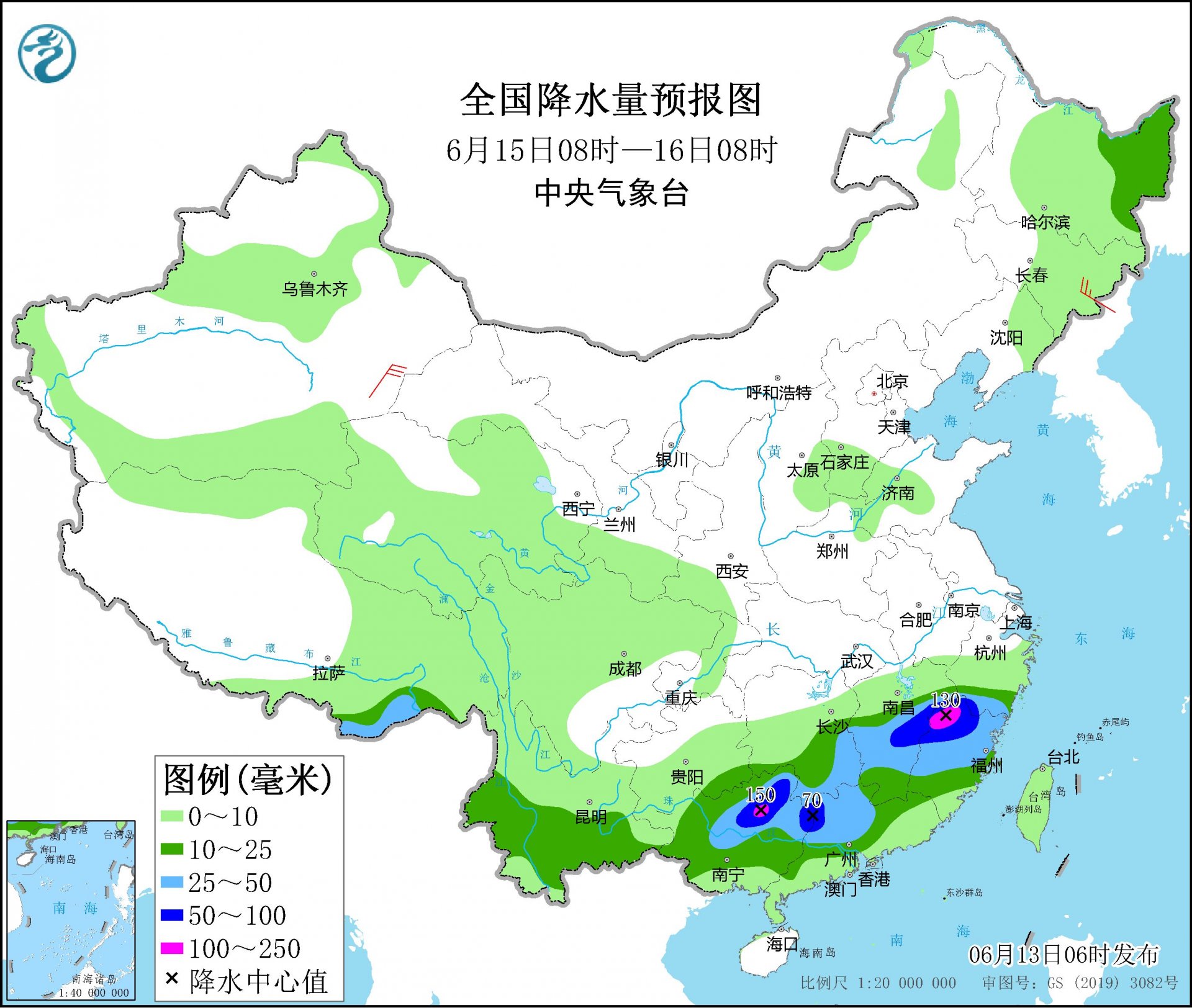 京津冀河南山东高温炙烤 江南华南雨水不断