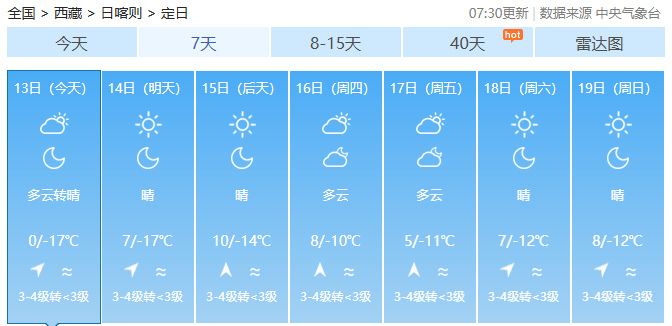 定日县今天降温明显