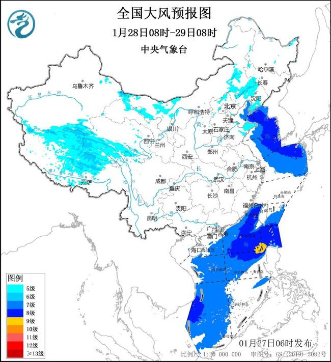 大风黄色预警：京津冀等12省区市有5级左右偏北风 阵风可达7至9级