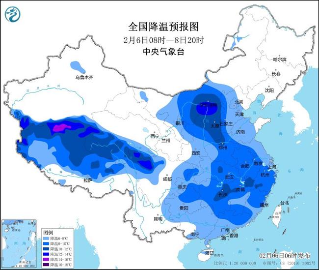 寒潮蓝色预警：西北华北黄淮等地部分地区降温幅度可达10℃以上