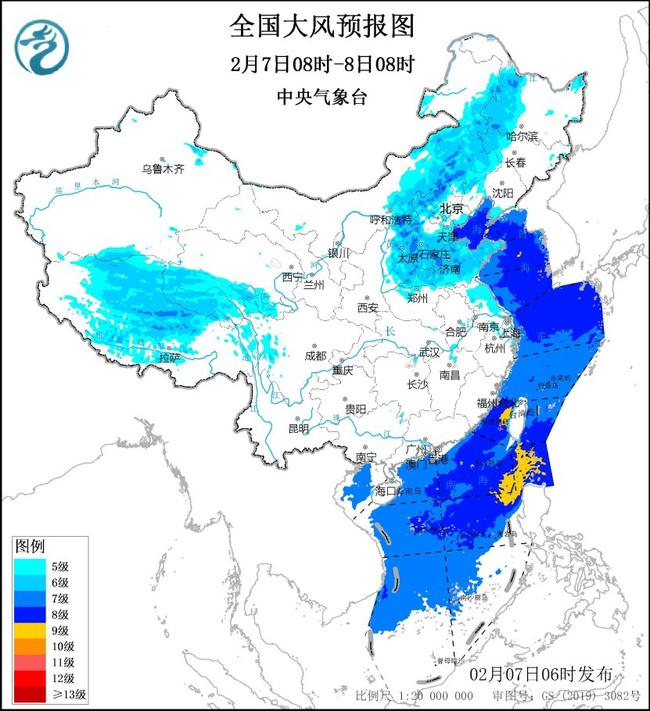 大风黄色预警：华北北部等地部分地区最大阵风可达9至10级
