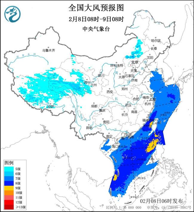 大风黄色预警：内蒙古河北西藏青海等地部分地区阵风可达7至8级