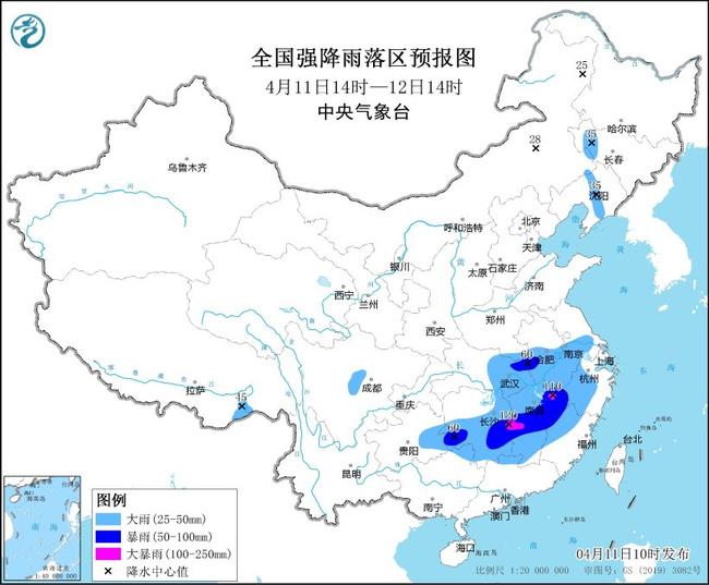 暴雨蓝色预警：14省区有大到暴雨 湖南江西等地局地有大暴雨