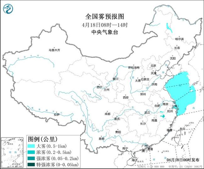 大雾预警：安徽江西等五省区有大雾 局地有浓雾能见度不足500米