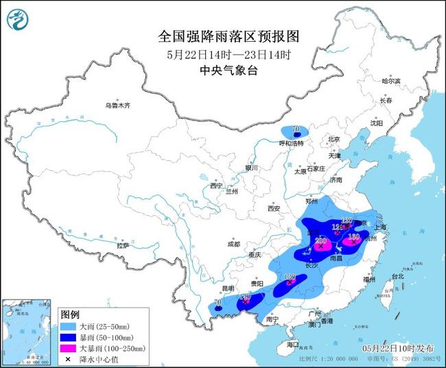 暴雨黄色预警：湖北安徽广西等6省区部分地区有大暴雨