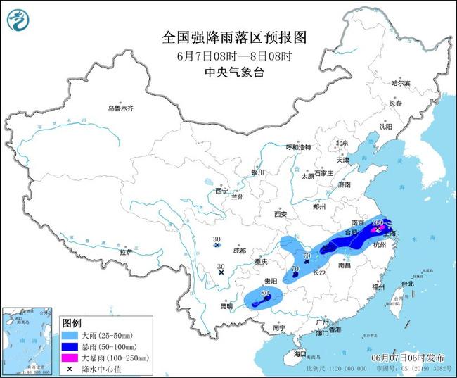 暴雨预警：江浙沪等9省区市部分地区有大到暴雨 江苏局地大暴雨