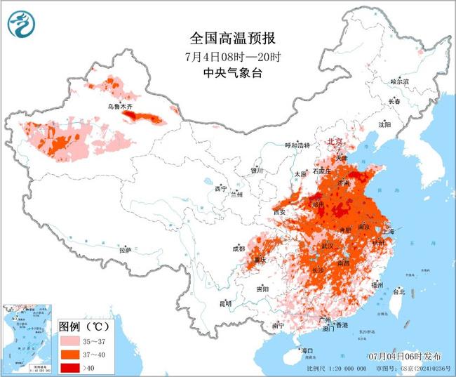 高温黄色预警：浙江湖北河南陕西等7省区局地可达40℃以上