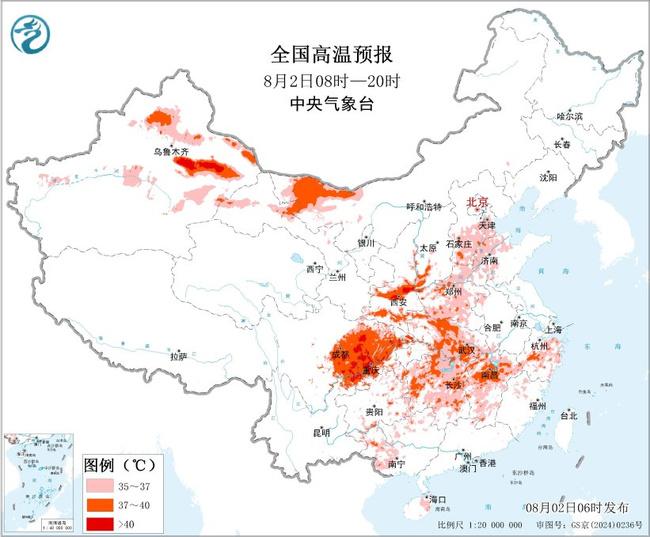 高温黄色预警：新疆陕西四川重庆等局地可达40℃及以上