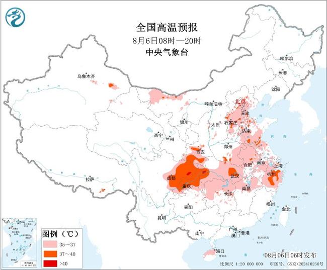 高温黄色预警：华北黄淮江南等地部分地区有35℃以上的高温天气