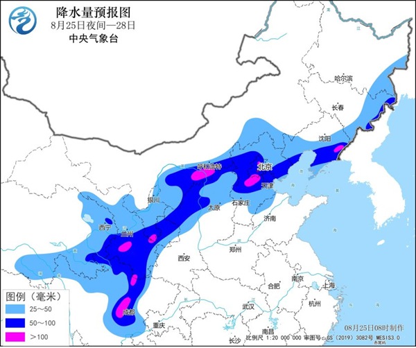 今夜至28日北方有较强降雨过程 北京河北甘肃内蒙古局地有大暴雨