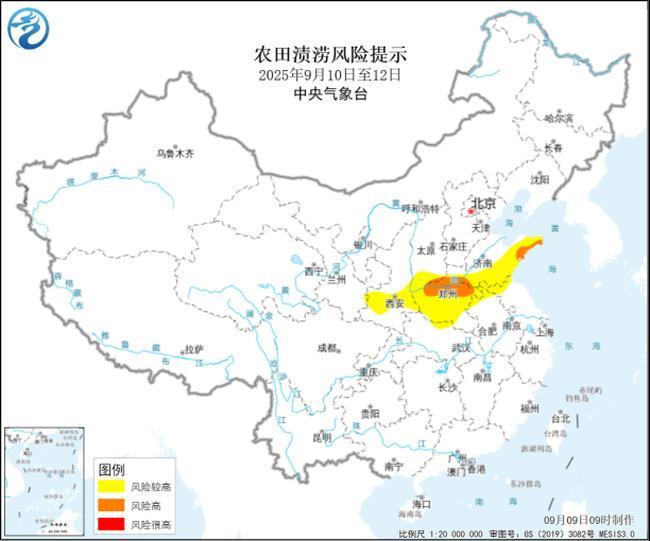 农田渍涝风险提示：河南山东等地部分地区农田渍涝风险高